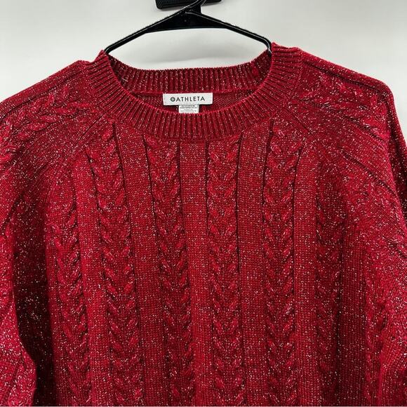 Athleta Crossroads Crewneck Long Sleeve Sweater in Red Metallic Size XS - Picture 4 of 11